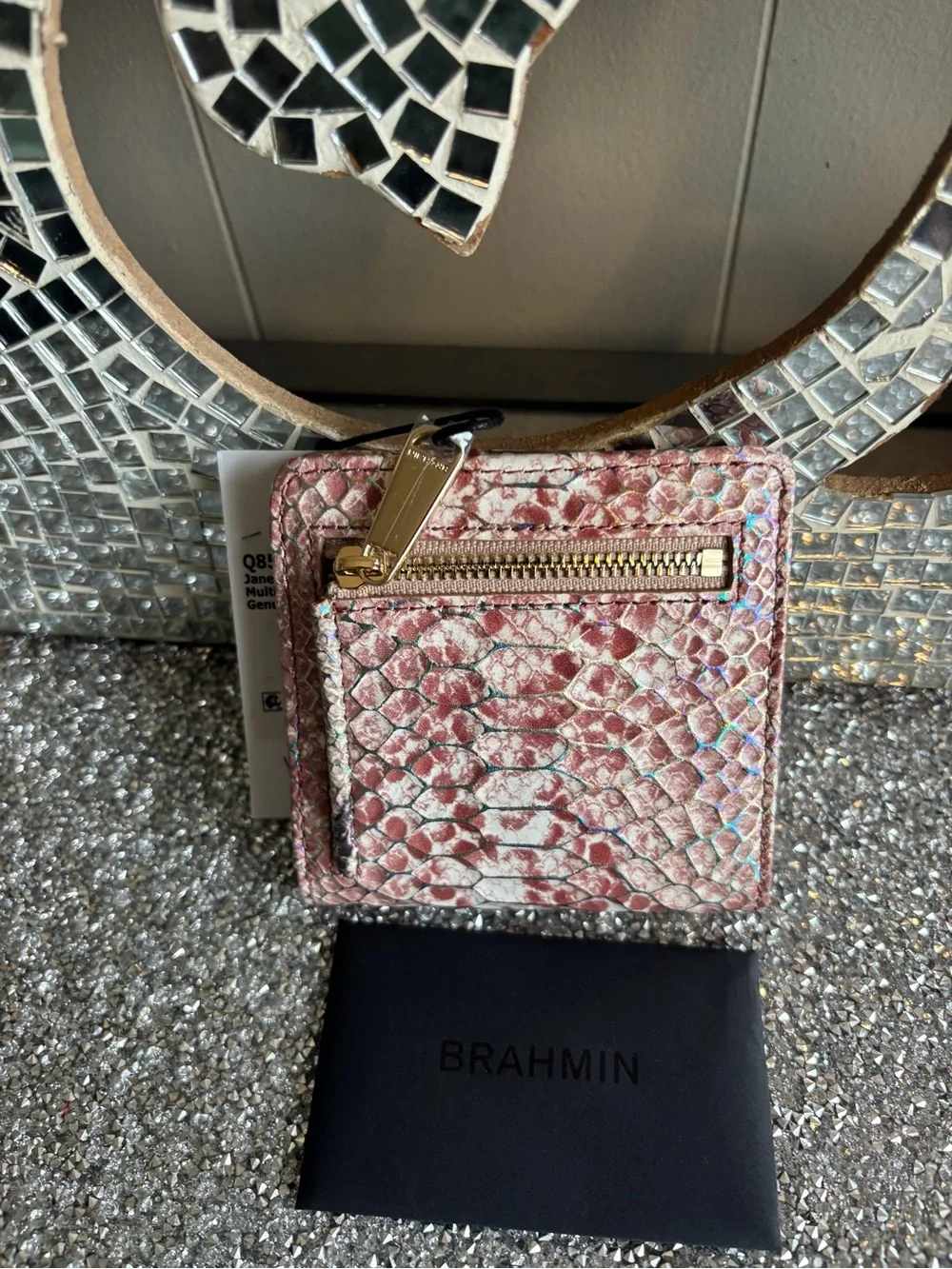 🎀Brahmin Jane Multi-Color‎ Genuine Leather Wallet - Pink Snake Print
